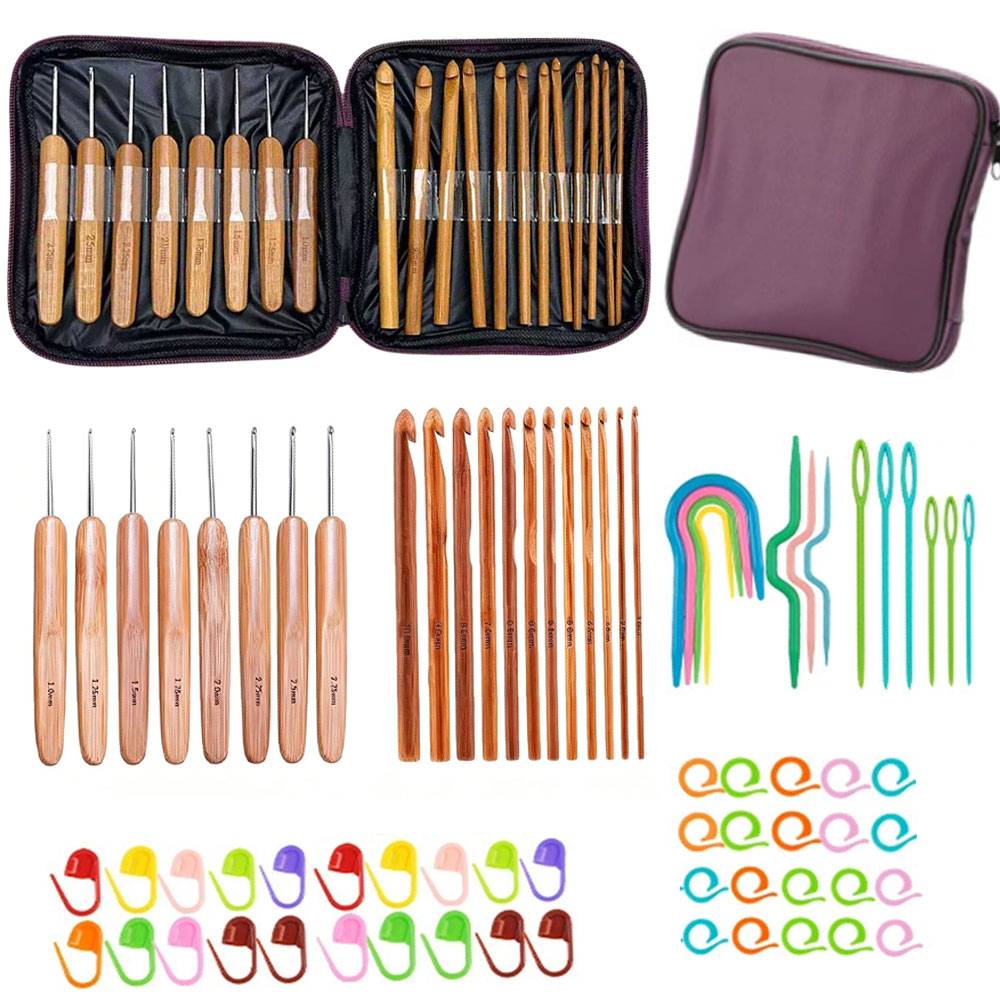 Sewing Necessities - 74-delige bamboe haaknaaldset, garenweefsel, naai- en