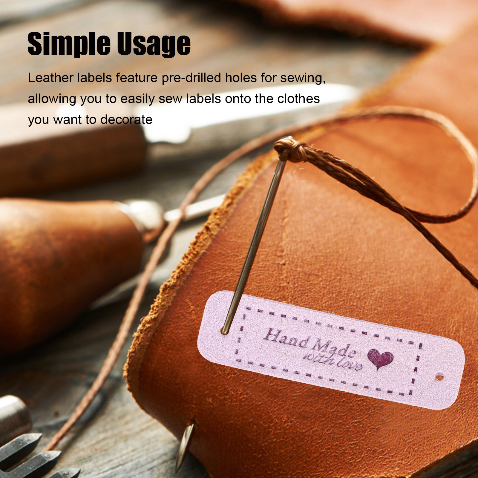 Sewing Label - 60 stuks handgemaakte labels met reliëfhartpatroon,