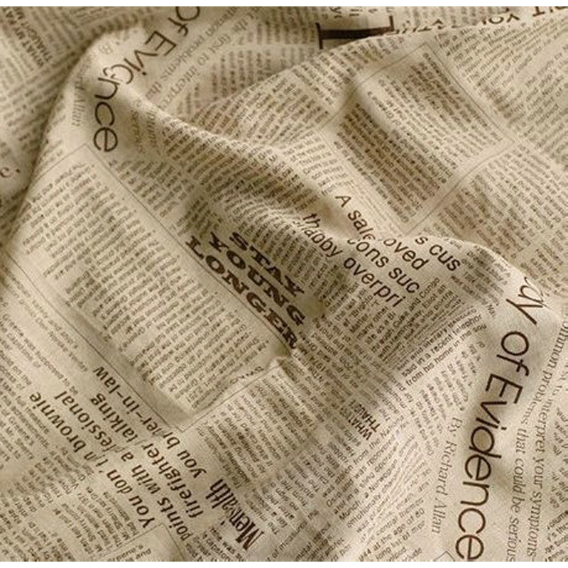 Sewing Tweed Fabric - 50x150cm Retro Krant Brief Bedrukt Katoen