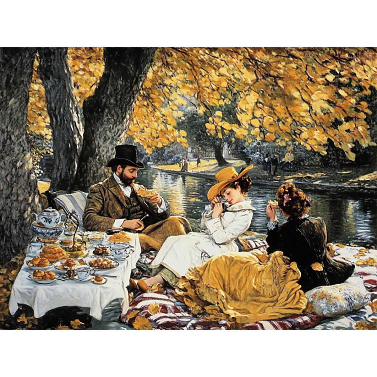 Textile Sewing Patterns - Voorgeprinte kruissteekset 'picknick', eenvoudig patroon aida