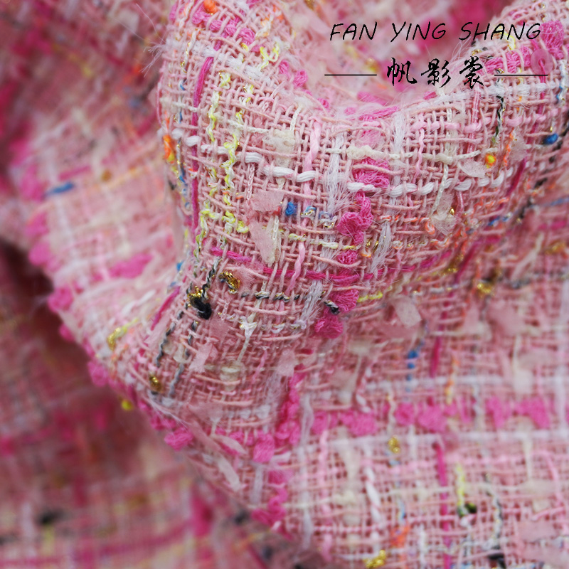 Sewing Tweed Fabric - De roze geruite katoenen tweedstof met