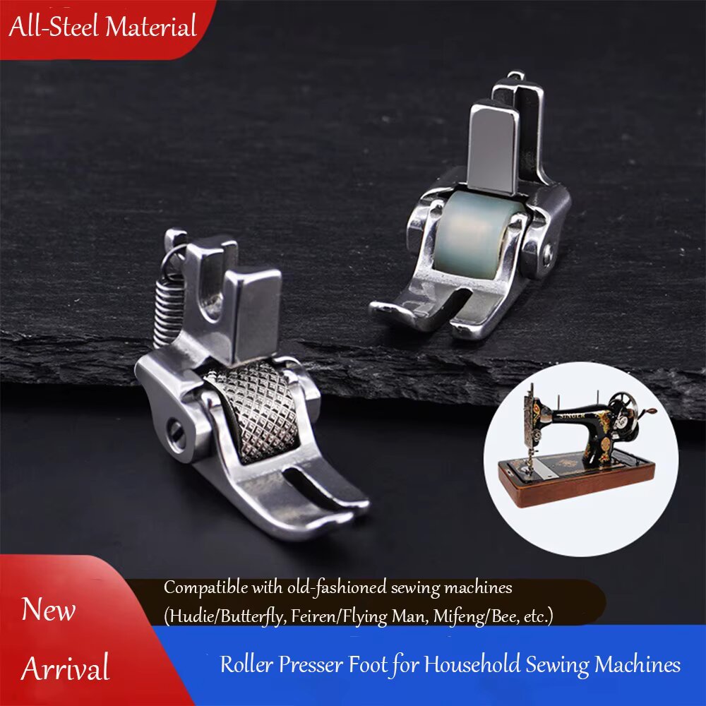 Textile Sewing Machines - Volledig stalen rolvoet voor ouderwetse pedaalnaaimachines,