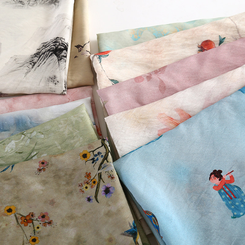 Sewing Tweed Fabric - Botanische vezelstof Ramie Retro digitale printstof