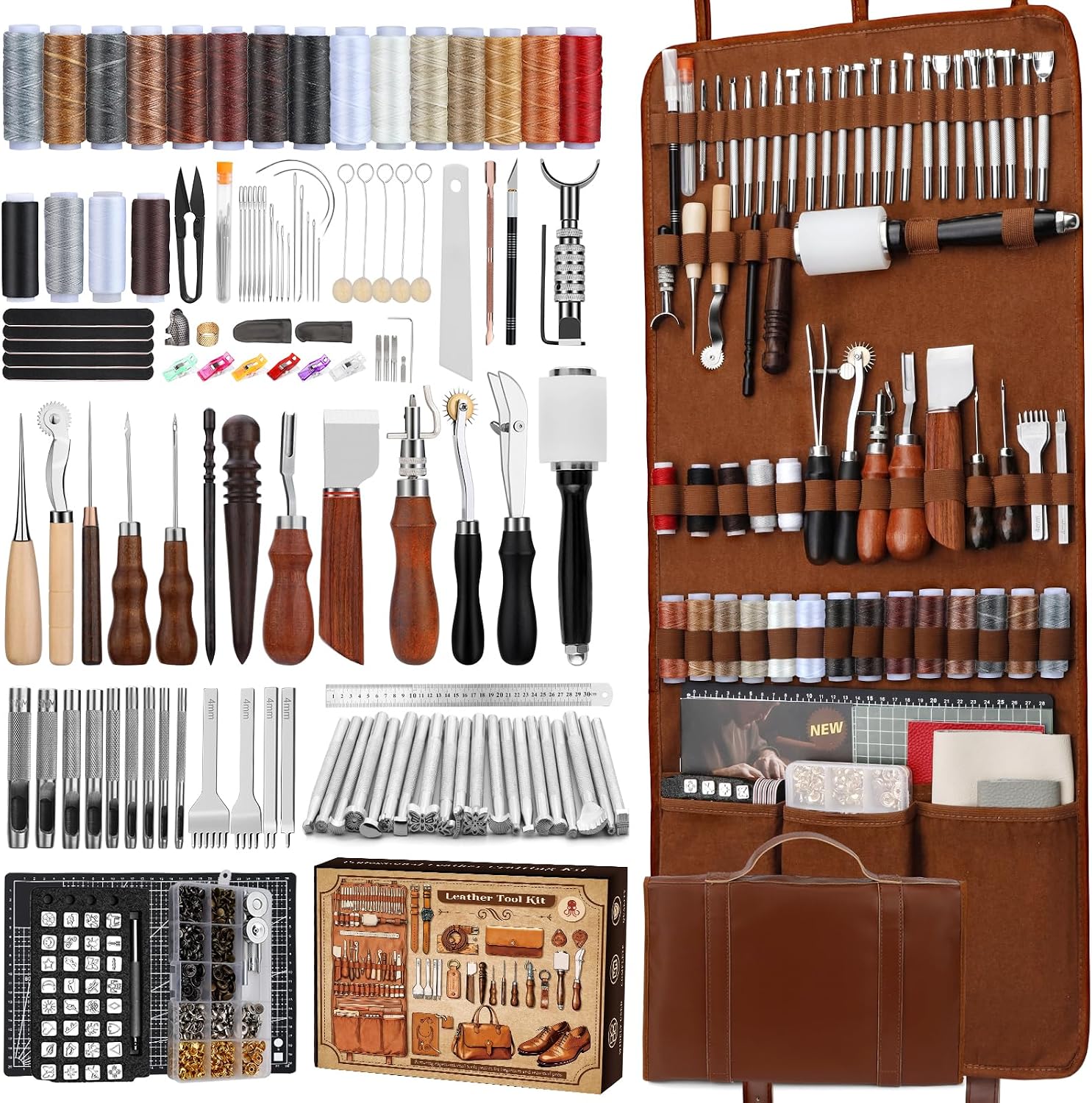 Sewing Kit - Lederbewerkingsset, lederbewerkingsgereedschap en knutselset met op