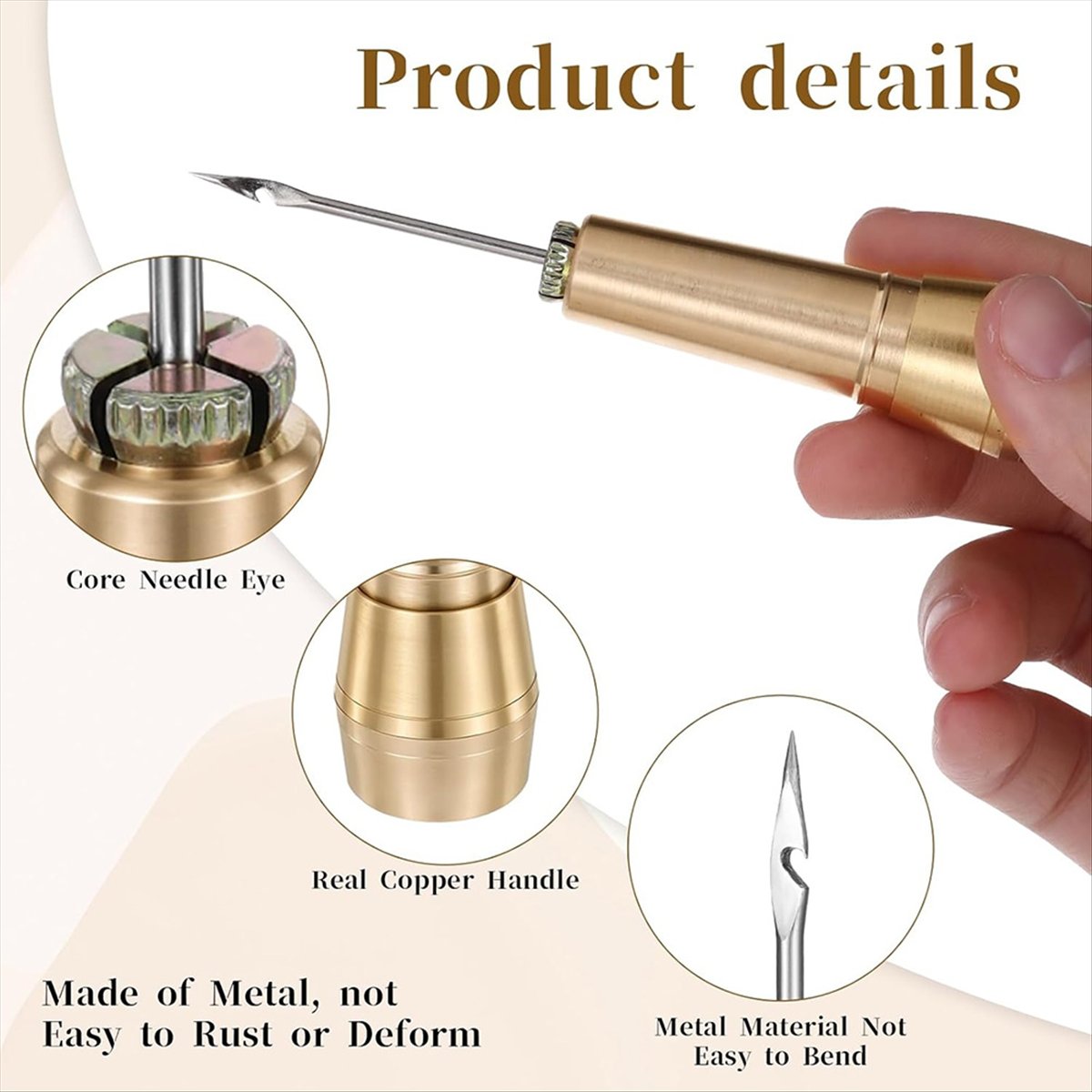 Sewing Kit - 9-delige lederen naaipriemkit met koperen handvat