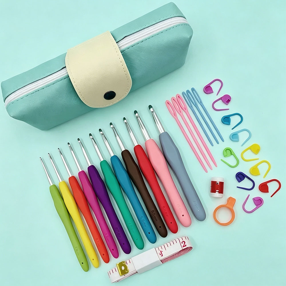 Sewing Necessities - 37-delige haaknaaldset met opbergtas, zachte handgrepen,
