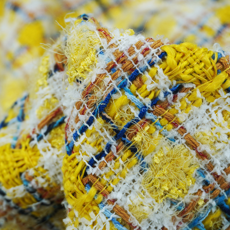 Levendige stijl Geel veelkleur - Sewing Tweed Fabric recensie en prijs