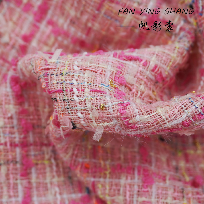 De roze geruite katoenen tweed - Sewing Tweed Fabric recensie en prijs