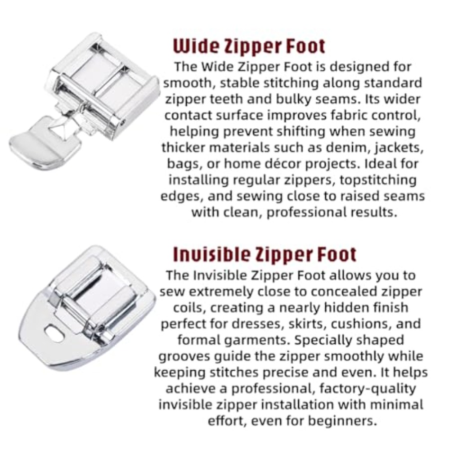 Ritsvoetset inclusief onzichtb - Zipper Foot Presser recensie en prijs