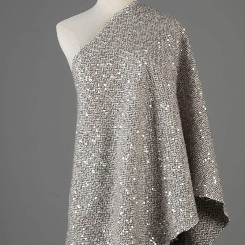 Lichtgrijs met pailletten gare - Sewing Tweed Fabric recensie en prijs